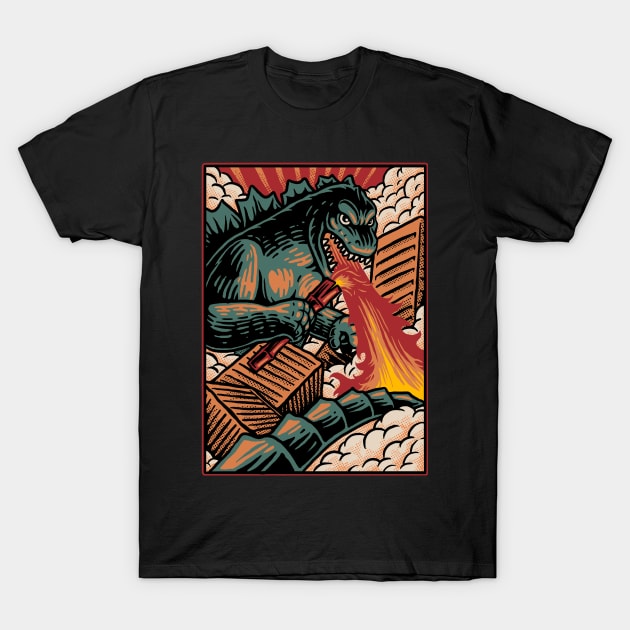 A B-Movie Monster Attacks. Relive the b-movie Japanese monster madness. T-Shirt by BecomeAHipsterGeekNow